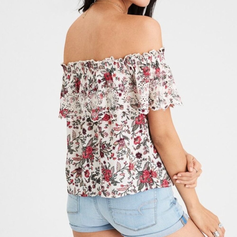 AE Off Shoulder Floral Ruffle Top - Picture 9 of 11